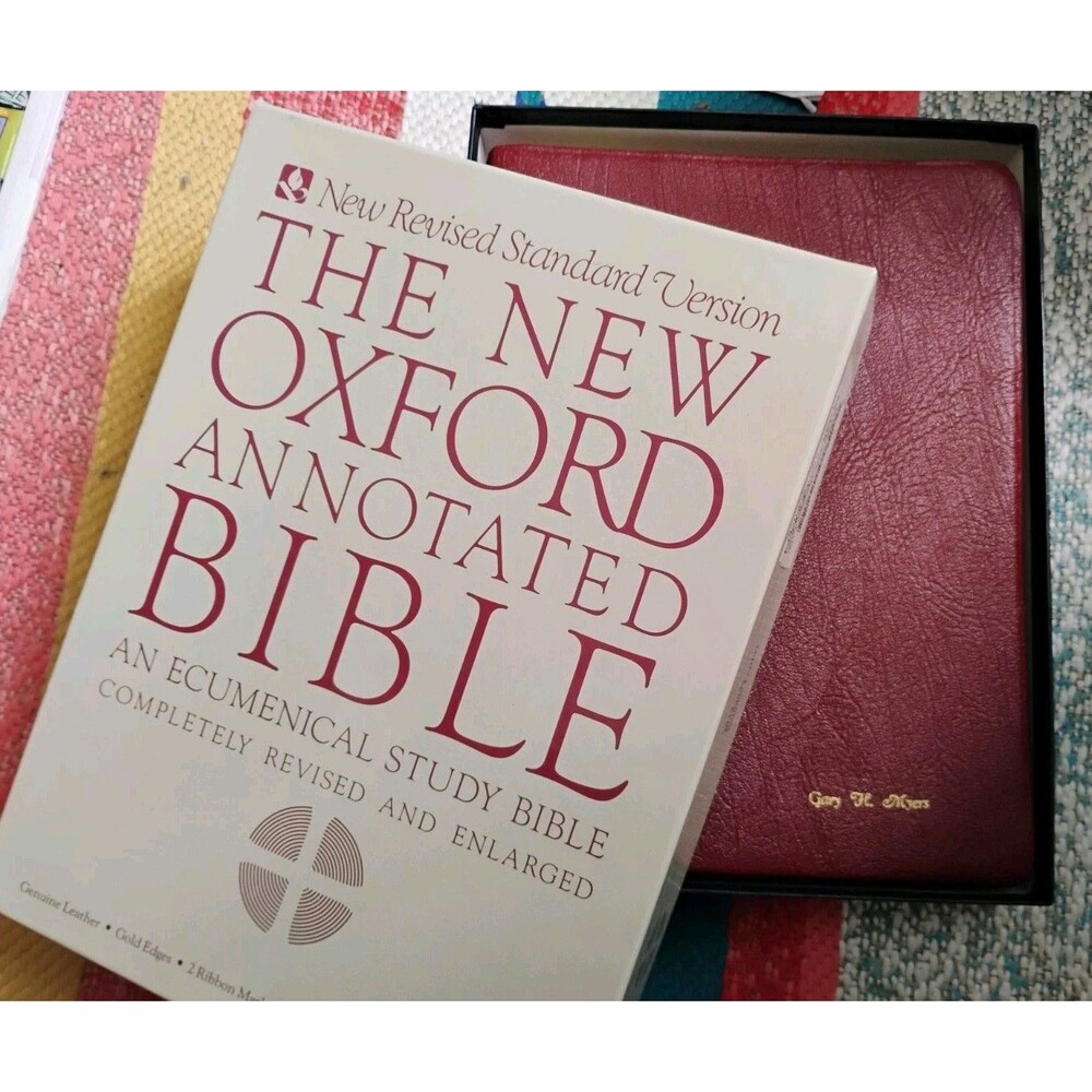 Vintage 1991 New Oxford Annotated Bible NRSV Genuine Burgundy Leather 9914